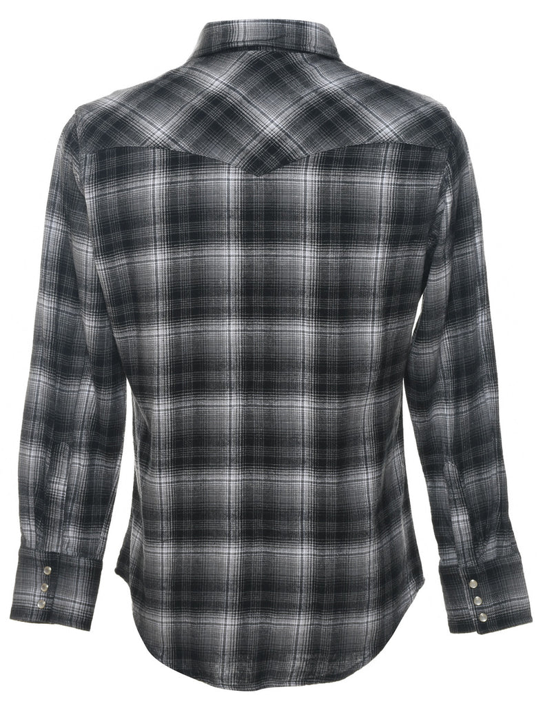 Wrangler Checked Grey & White Flannel Shirt - M