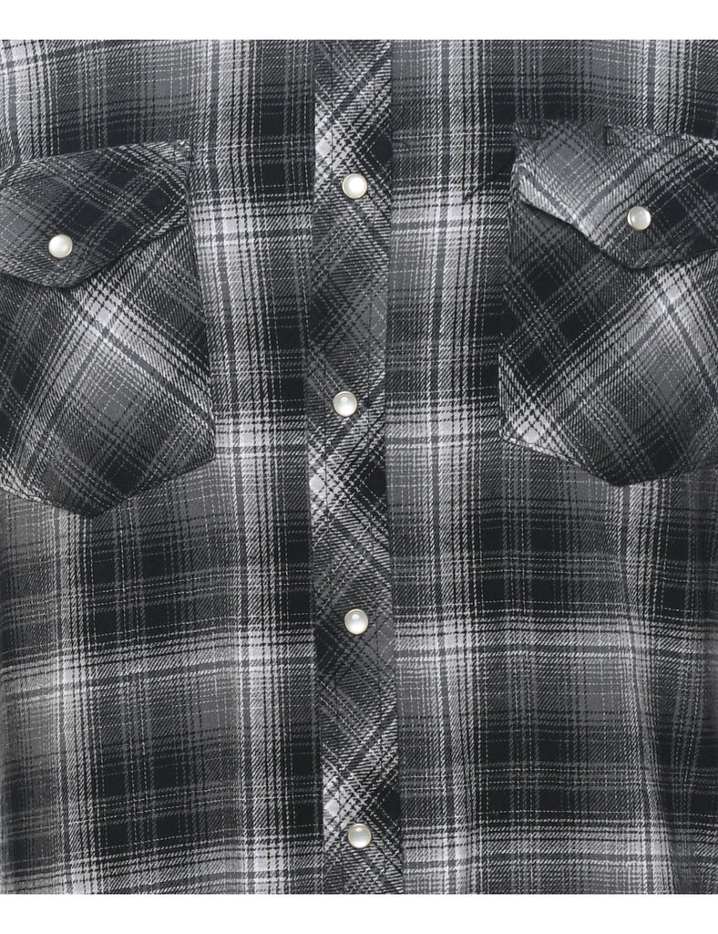 Wrangler Checked Grey & White Flannel Shirt - M