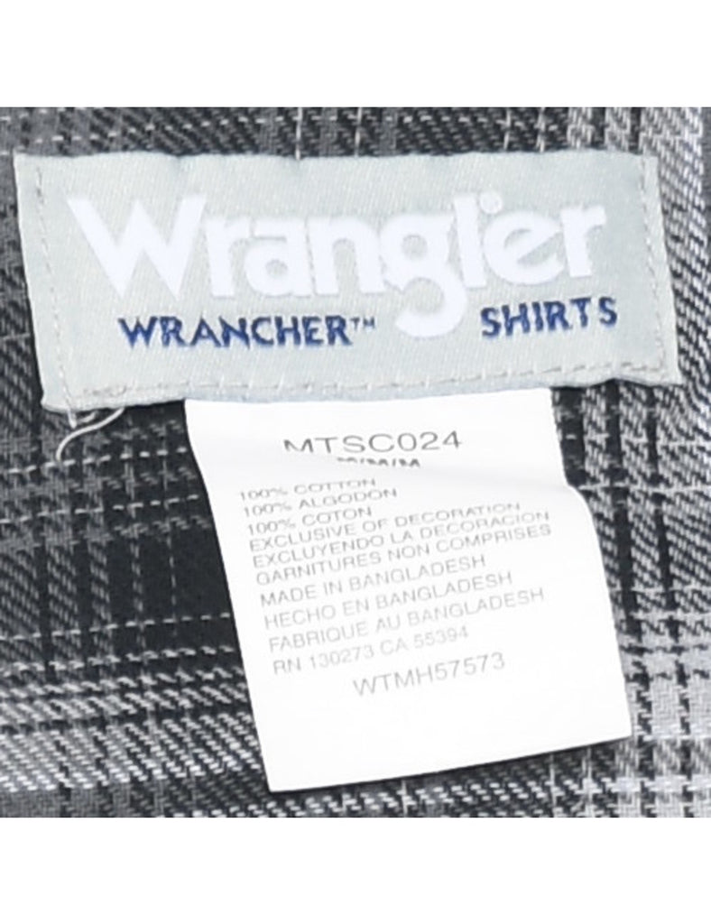 Wrangler Checked Grey & White Flannel Shirt - M