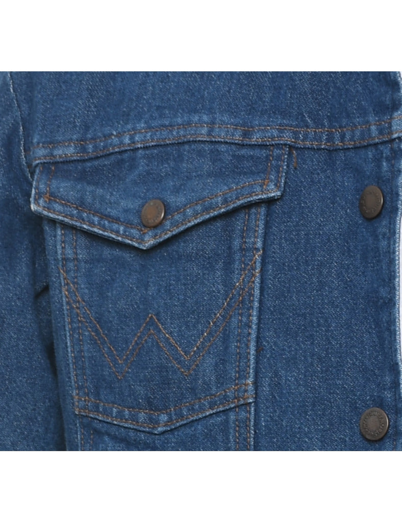 Wrangler Medium Wash Embroidered Horse Design Shearling Denim Jacket - S