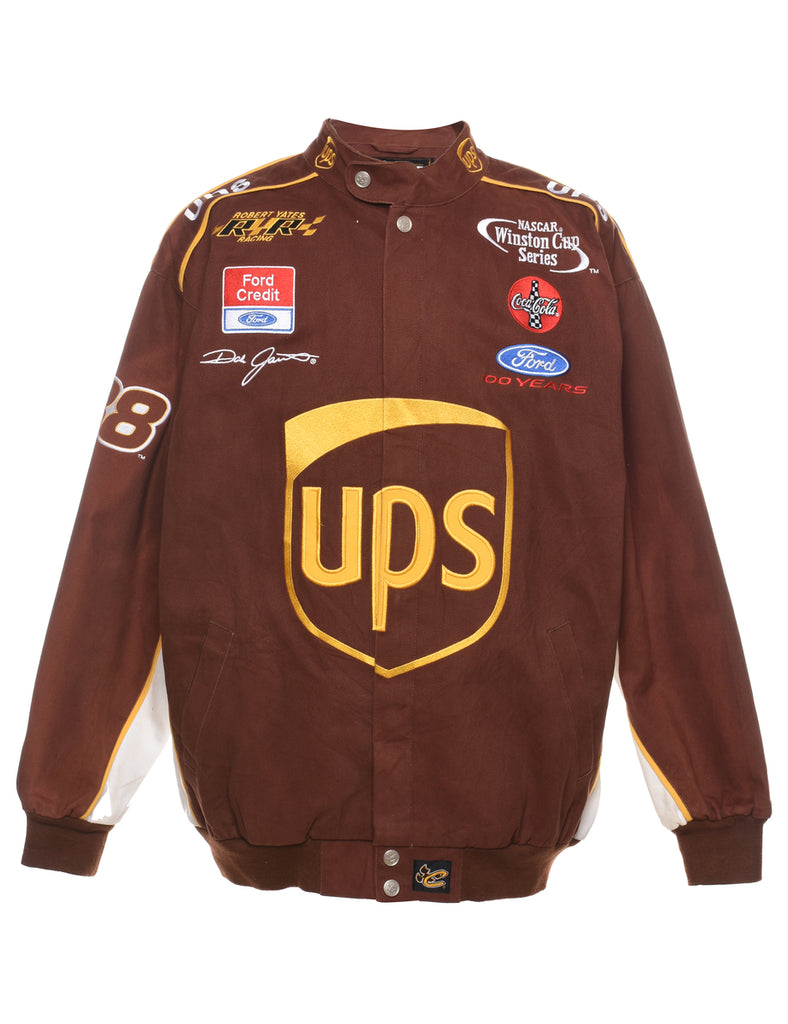 Y2K Brown Embroidered Chase Authentics UPS Racing Jacket - XL
