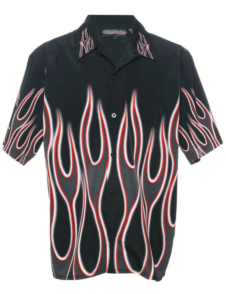 Y2K Flames Short Sleeve Shirt - L
