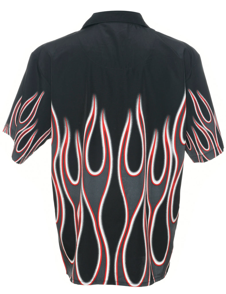 Y2K Flames Short Sleeve Shirt - L