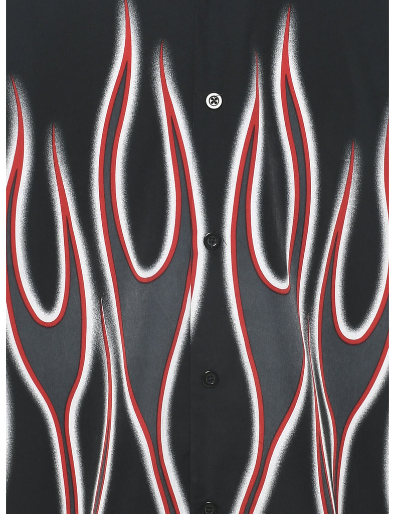 Y2K Flames Short Sleeve Shirt - L
