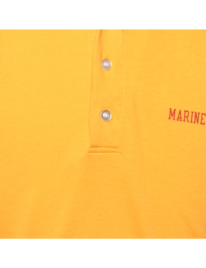 Yellow 1970s Polo Shirt - M