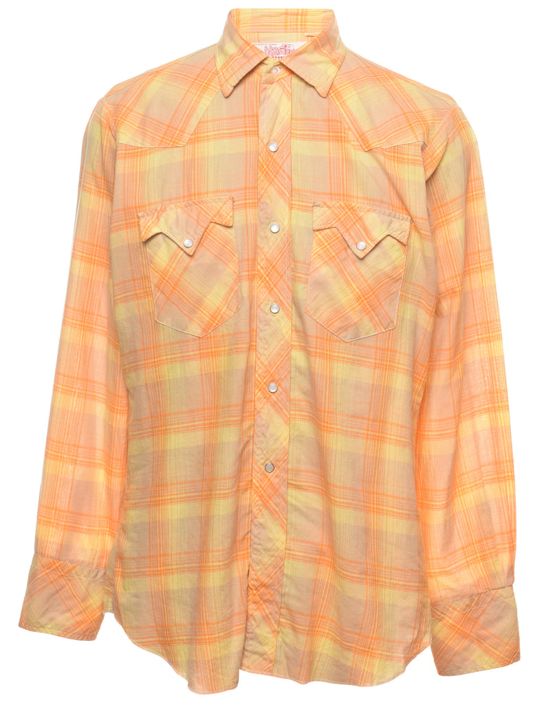 Yellow Checked Western Shirt - M