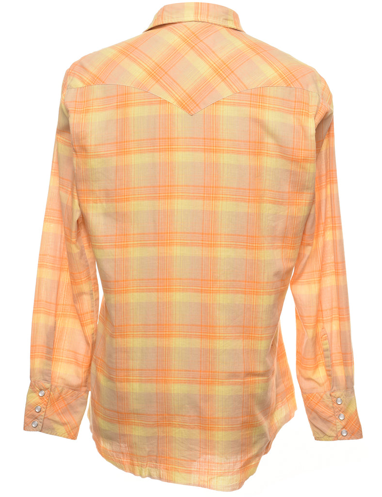 Yellow Checked Western Shirt - M