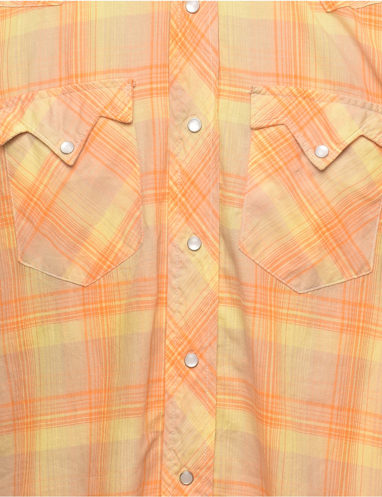 Yellow Checked Western Shirt - M