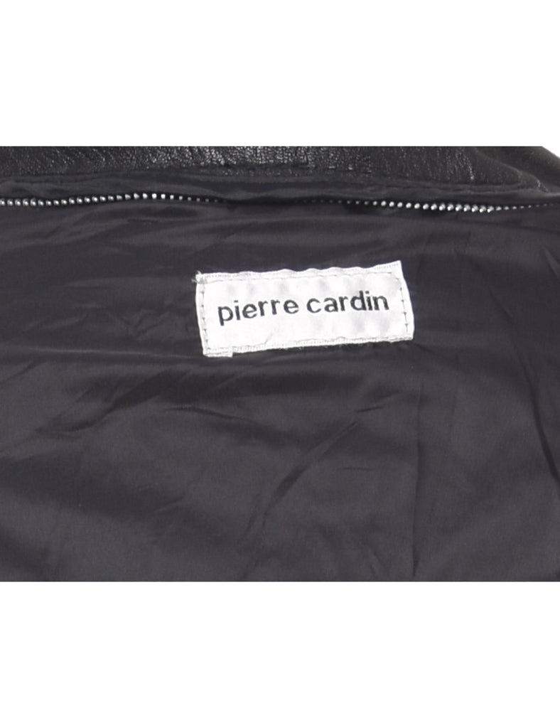 Zip-Front Black Classic Leather Jacket - XL