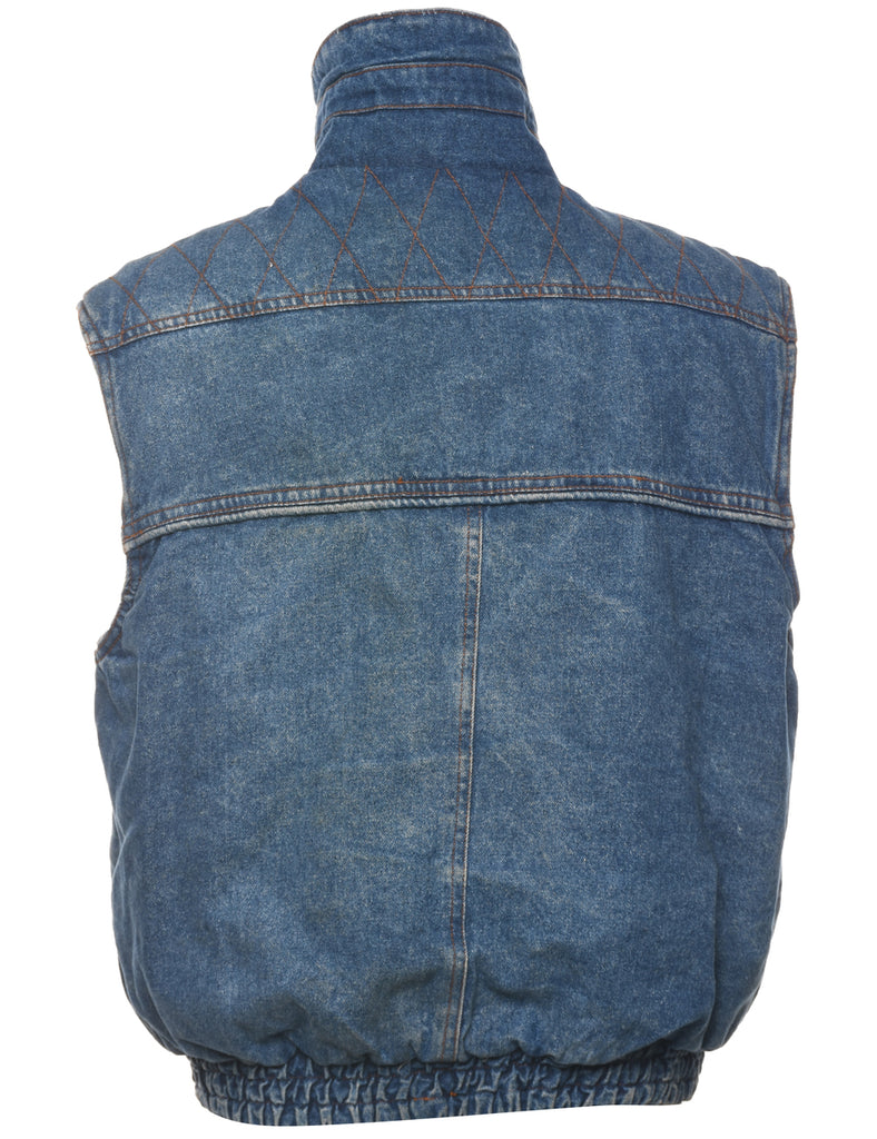 Zip Front Denim Jacket Vest - XL