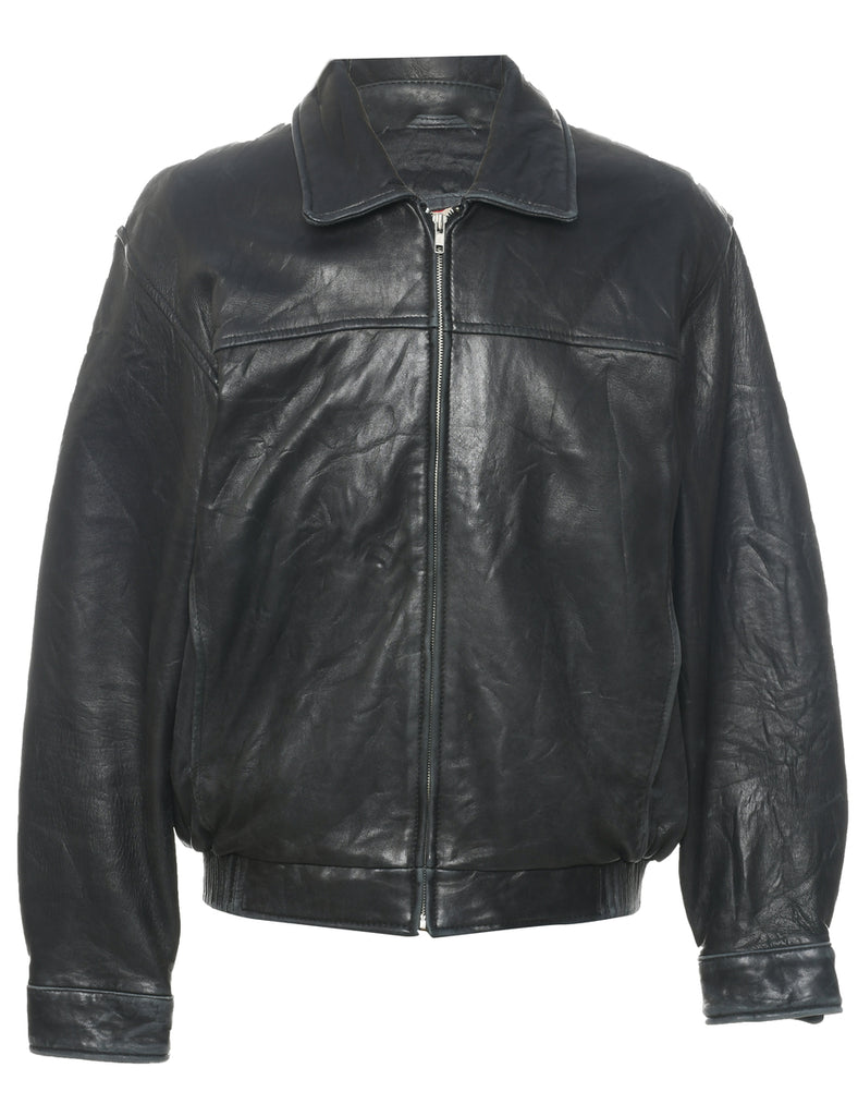 Zip Front Leather Jacket - S