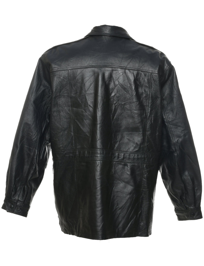 Zip Front Leather Jacket - L