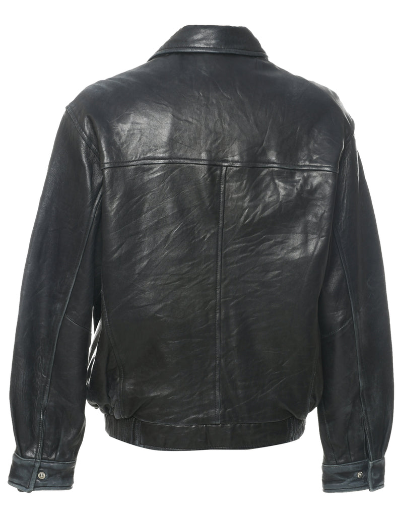 Zip Front Leather Jacket - S