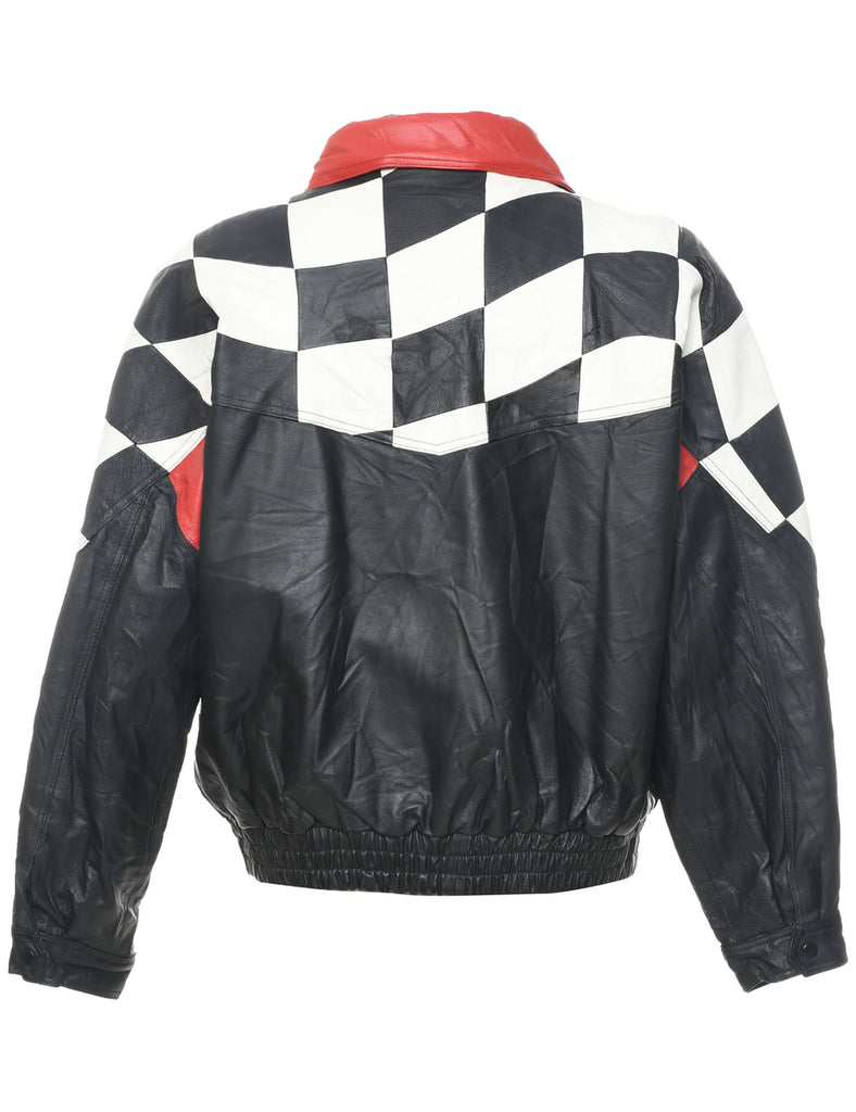 Zip Front Leather Jacket - L