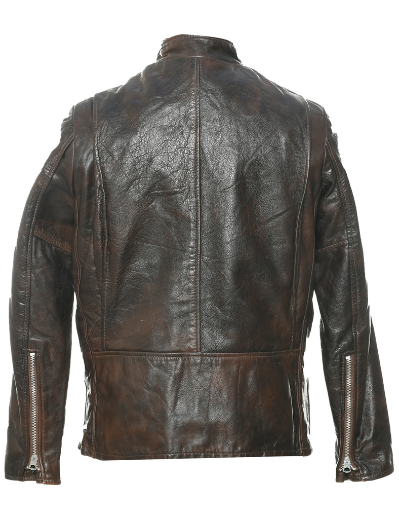Zip Front Leather Jacket - S