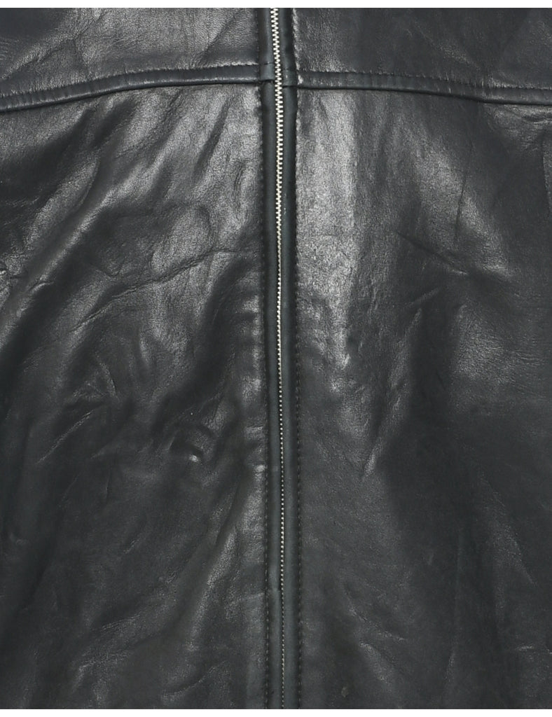 Zip Front Leather Jacket - S