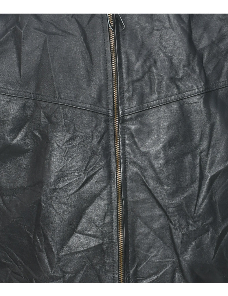 Zip Front Leather Jacket - L