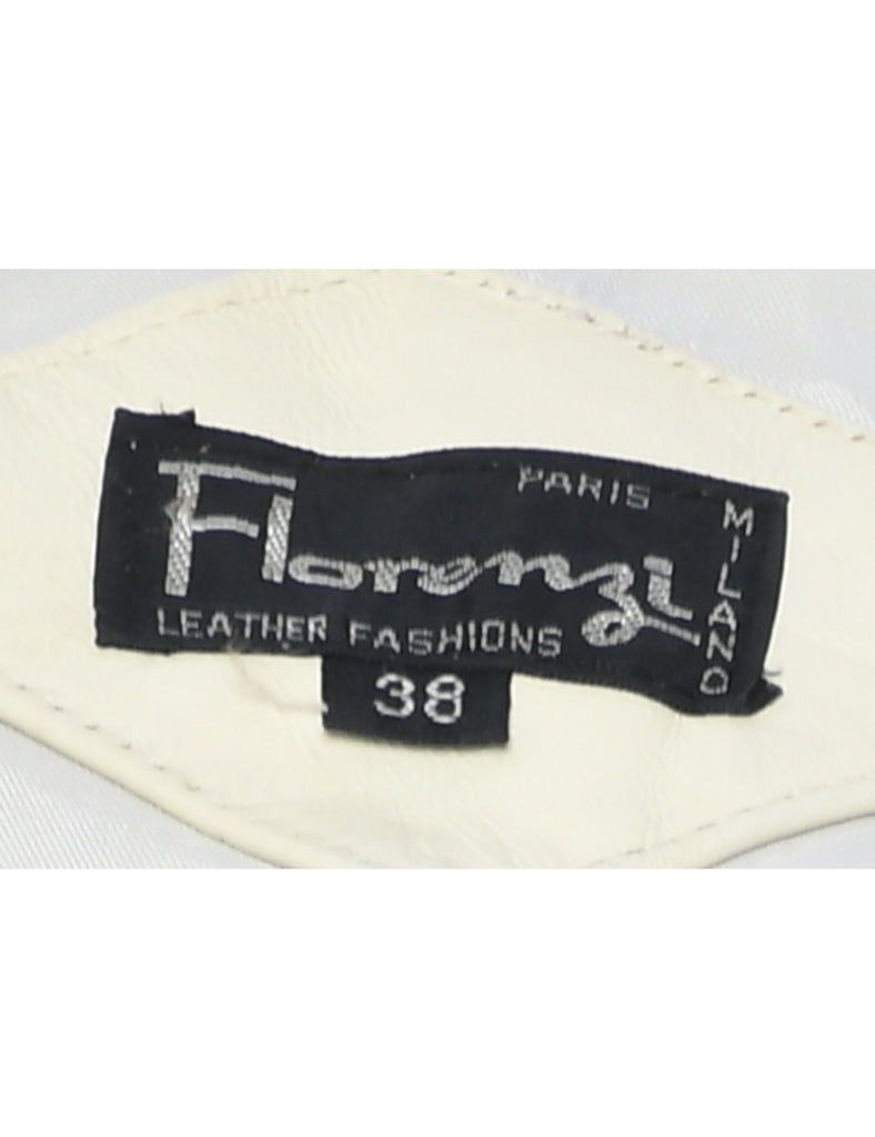 Zip Front Leather Jacket - M