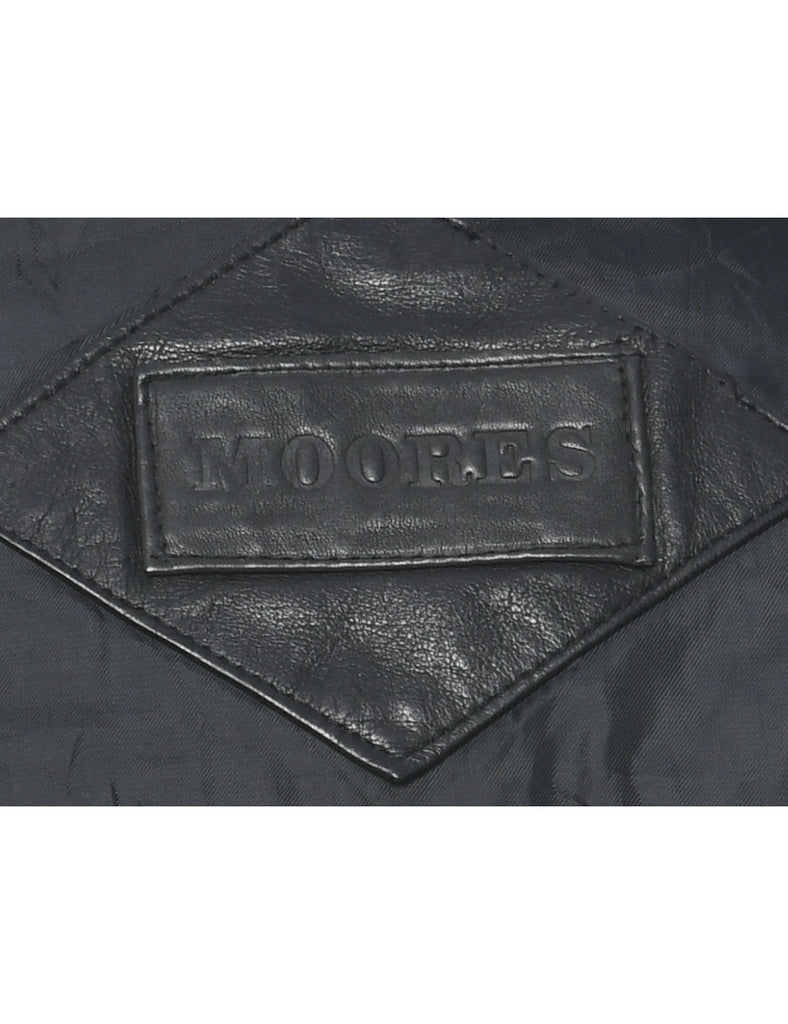 Zip Front Leather Jacket - M