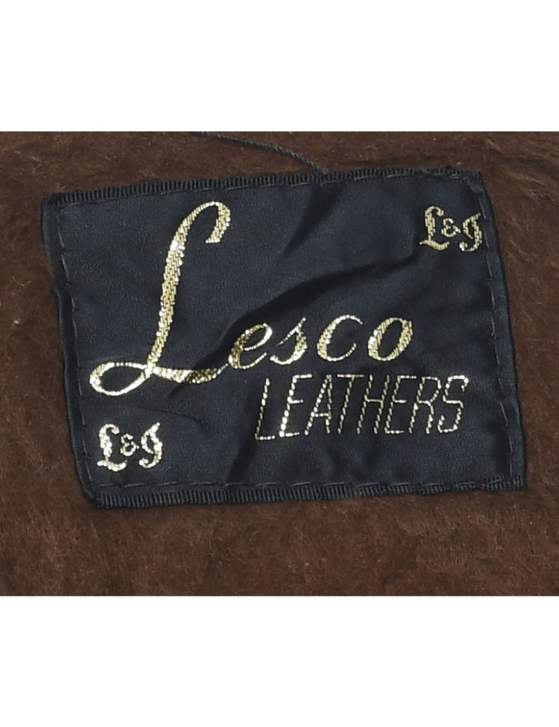 Zip Front Leather Jacket - S