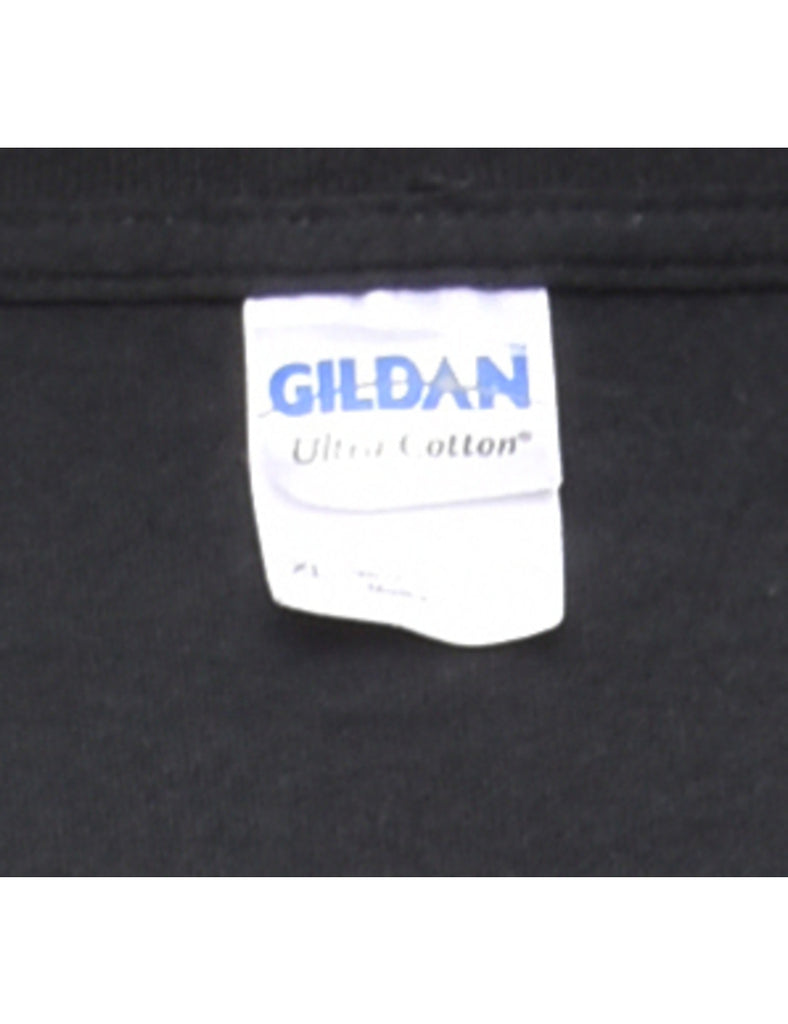 2000s Black Printed T-shirt - XL