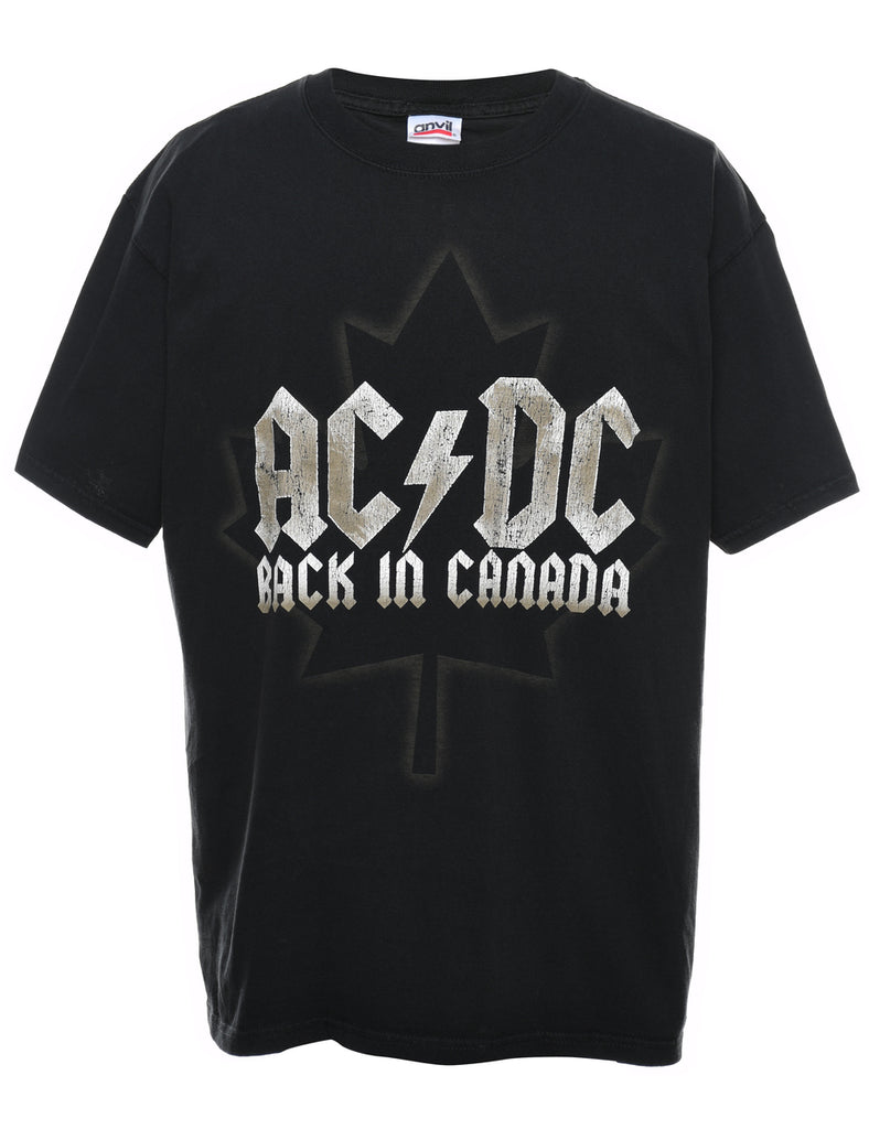 AC/DC Back In Canada Black & Grey Band T-shirt - L
