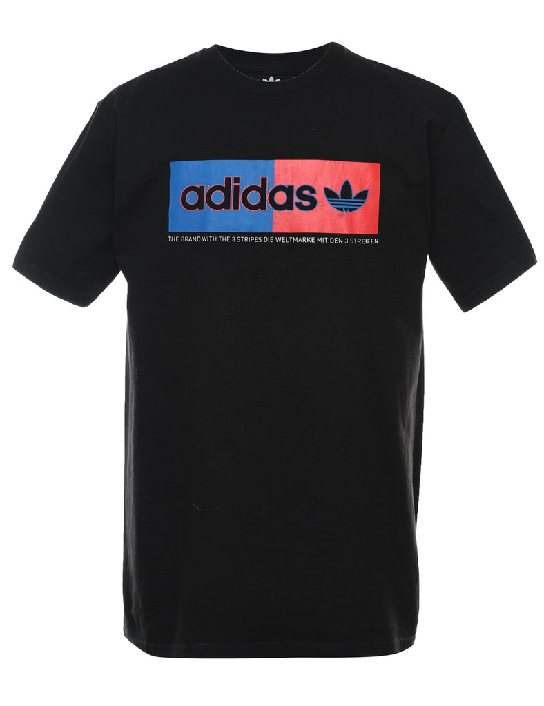 Adidas Black, Red & Blue Printed T-shirt - M