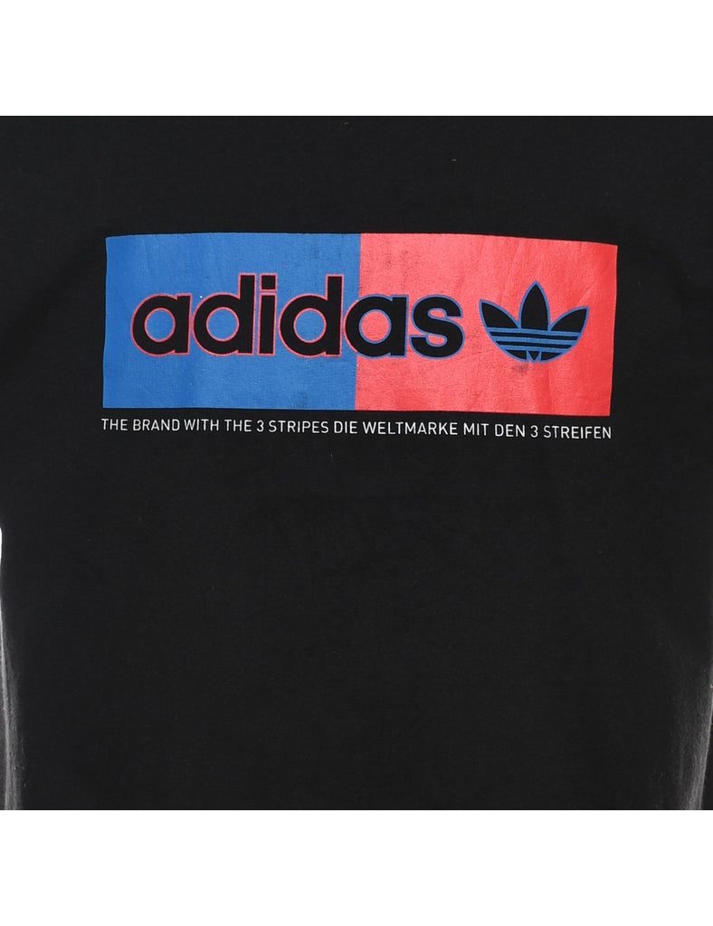 Adidas Black, Red & Blue Printed T-shirt - M
