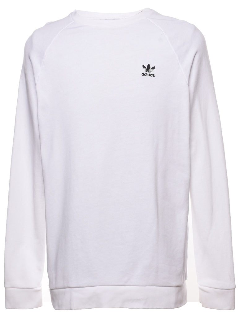 Adidas Black & White Embroidered Plain Sweatshirt - M