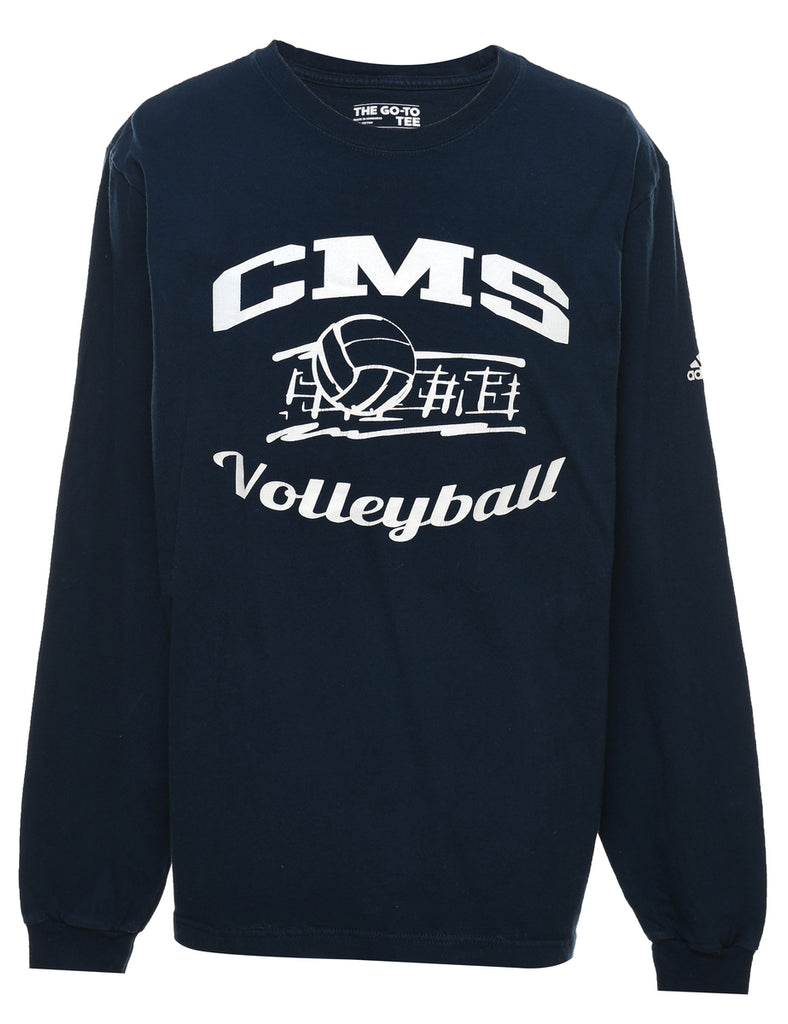 Adidas CMS Volleyball Navy & White Printed T-shirt - L