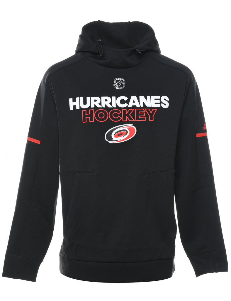 Adidas Hurricanes Hockey Black Printed Hoodie - S