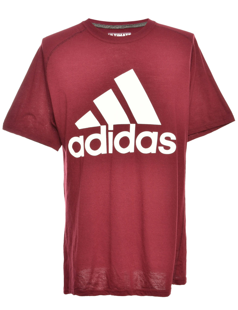 Adidas Maroon Printed T-shirt - L