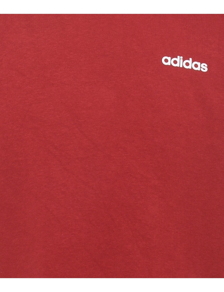 Adidas Maroon & White Contrast Sweatshirt - XXL