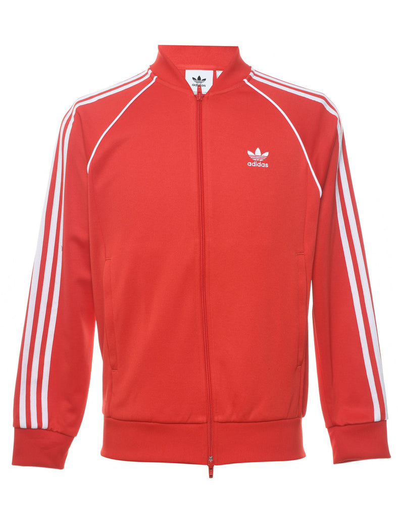 Adidas Red & White Three-Stripe Track Top - M