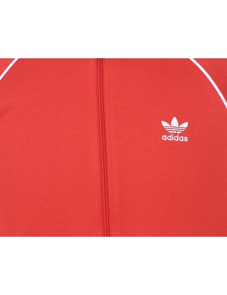 Adidas Red & White Three-Stripe Track Top - M