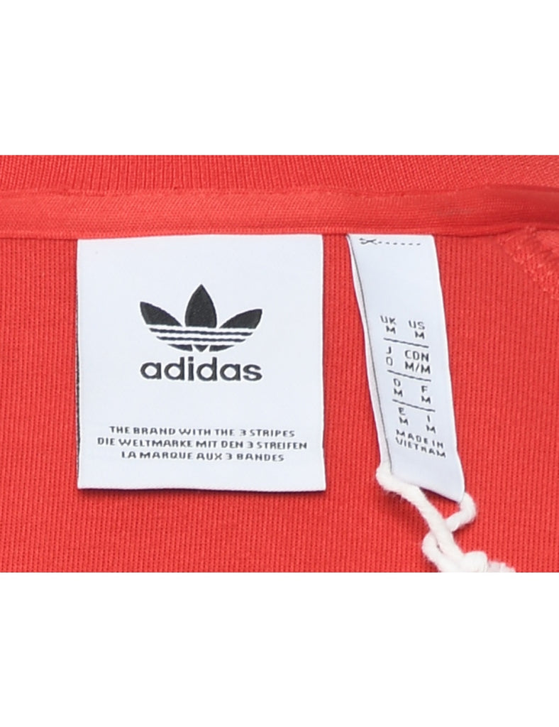 Adidas Red & White Three-Stripe Track Top - M