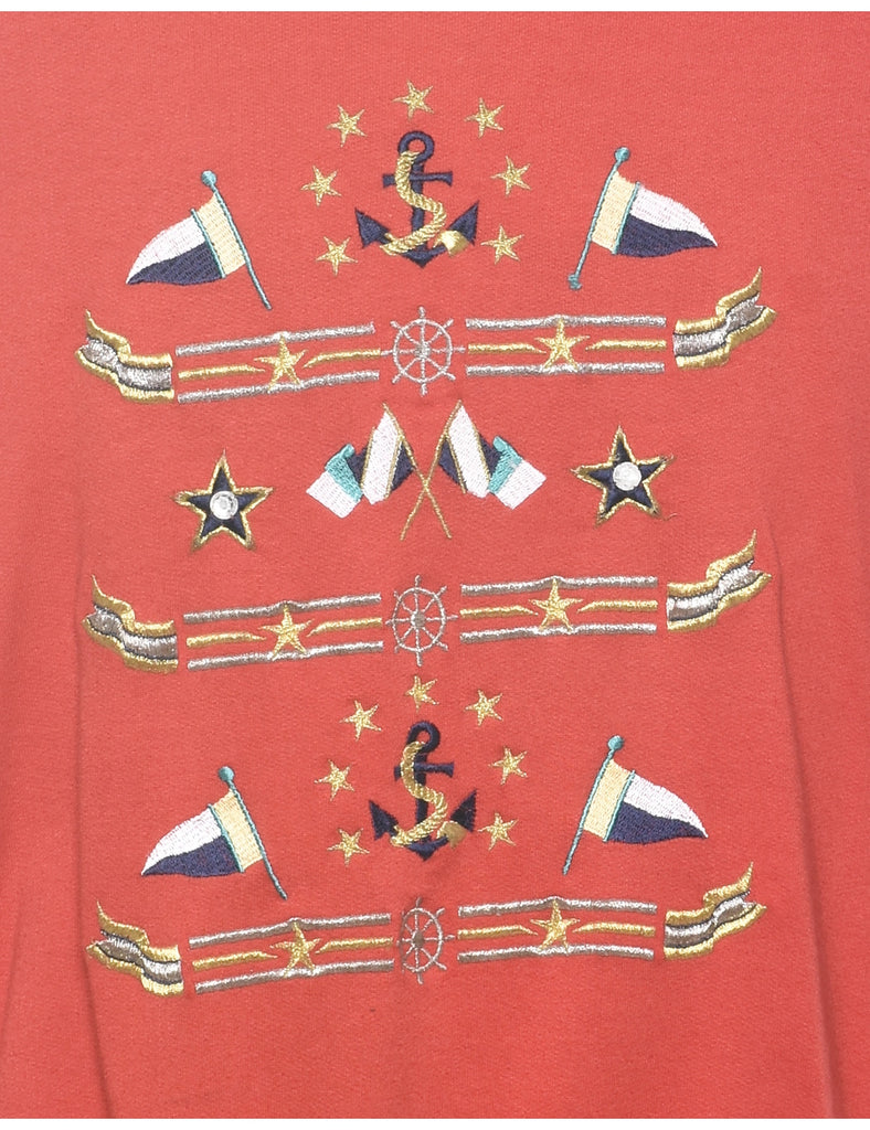 Alfred Dunner Embroidered Red Sweatshirt - XL