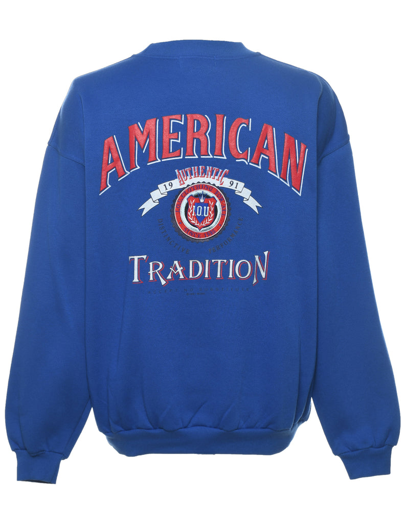 American Tradition Printed Blue & Red Sweatshirt - XXL
