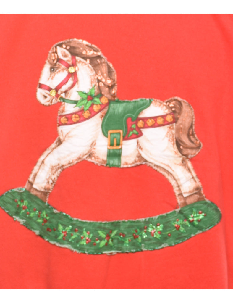 Animal Design Christmas Sweatshirt - L