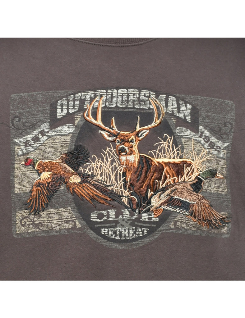 Animal Print Outdoorsman Printed Sweatshirt - M