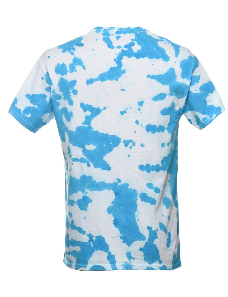 Aqua Blue & White Printed T-shirt - M