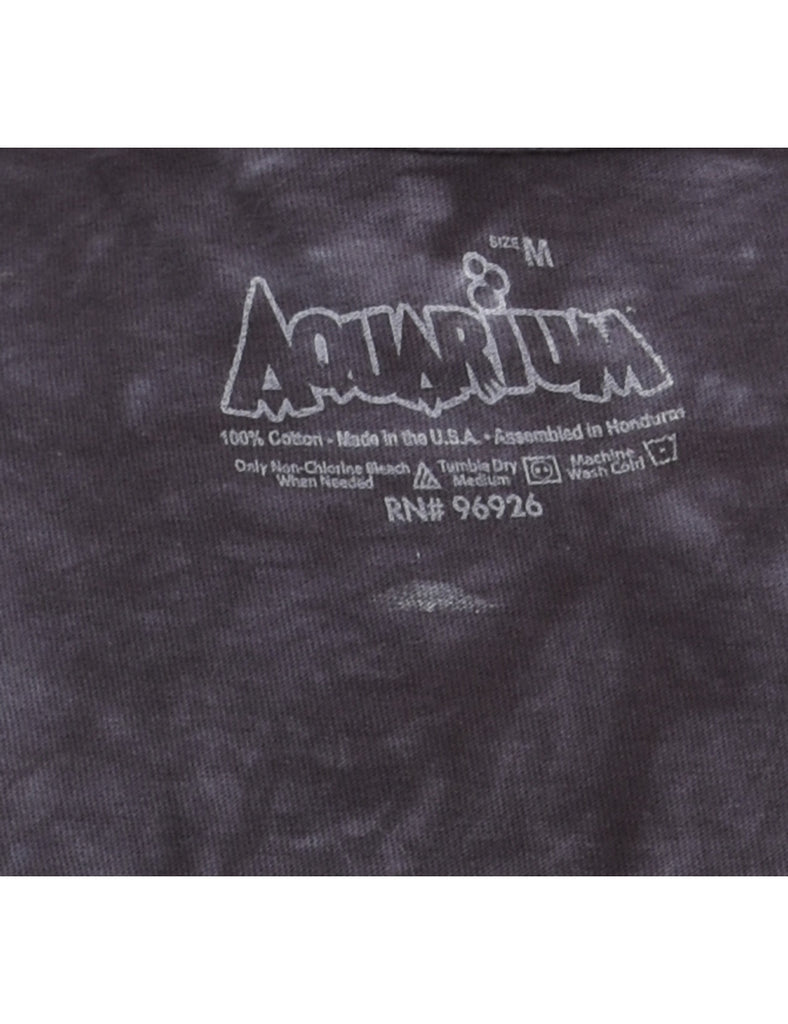 Aquarium Tie Dye Octopus & Ship Design T-Shirt - M