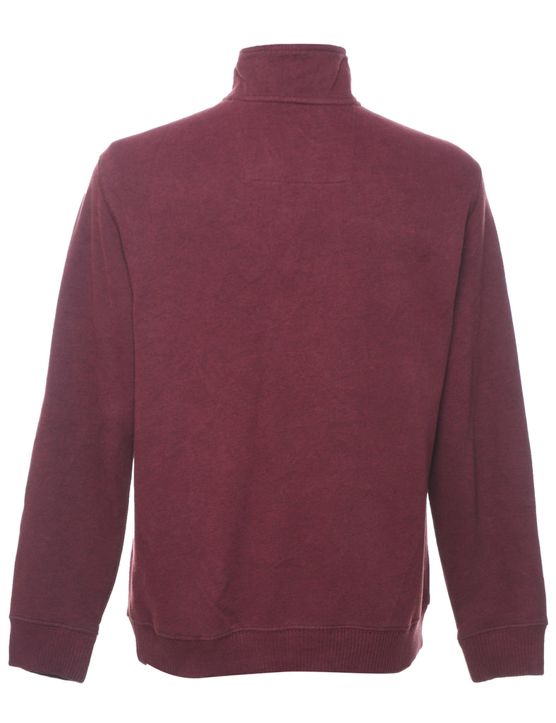 Arrow Plain Maroon Quarter-Zip Sweatshirt - S