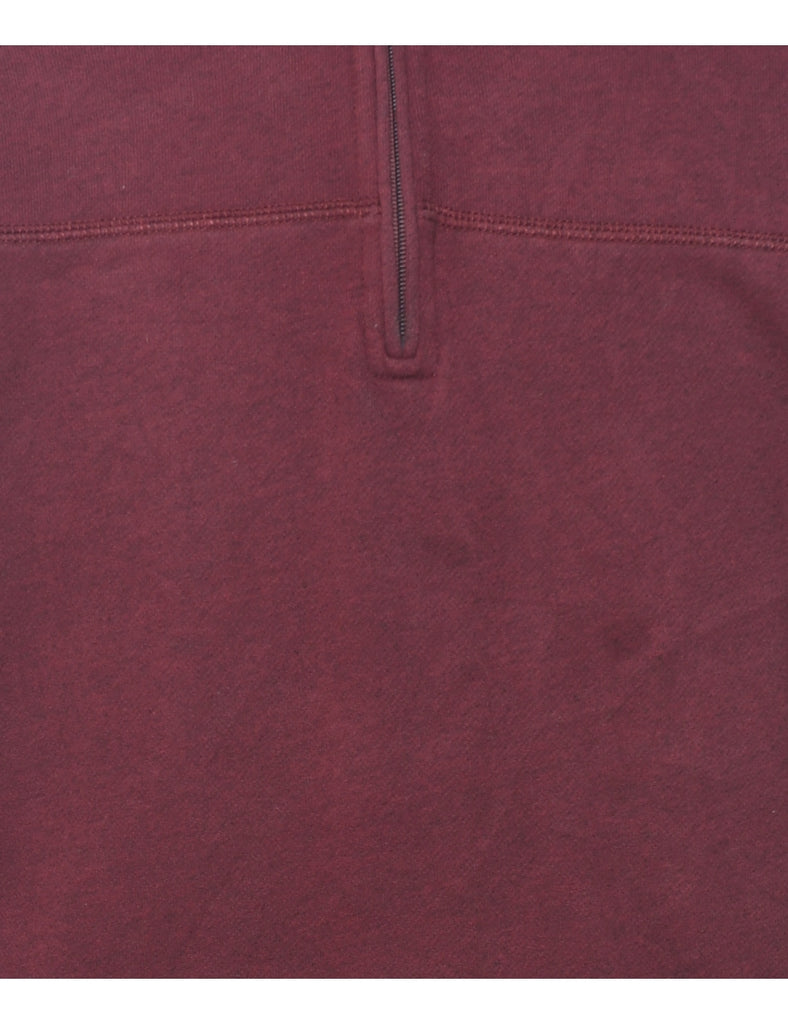 Arrow Plain Maroon Quarter-Zip Sweatshirt - S