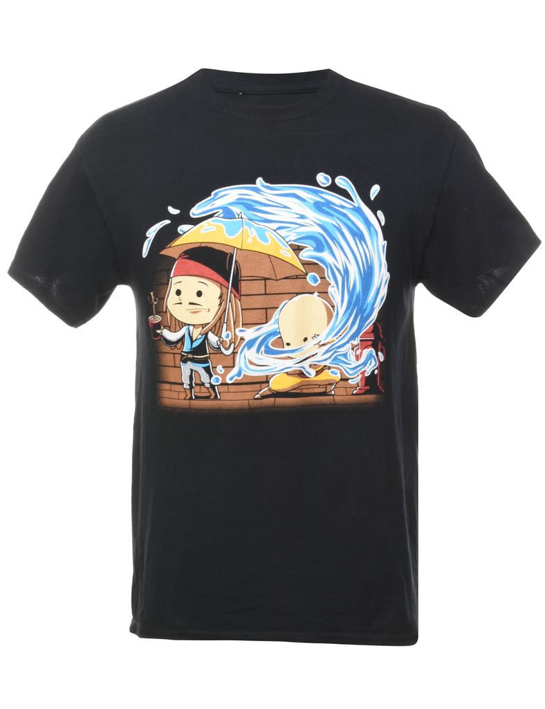 Avatar Black Cartoon T-shirt - L