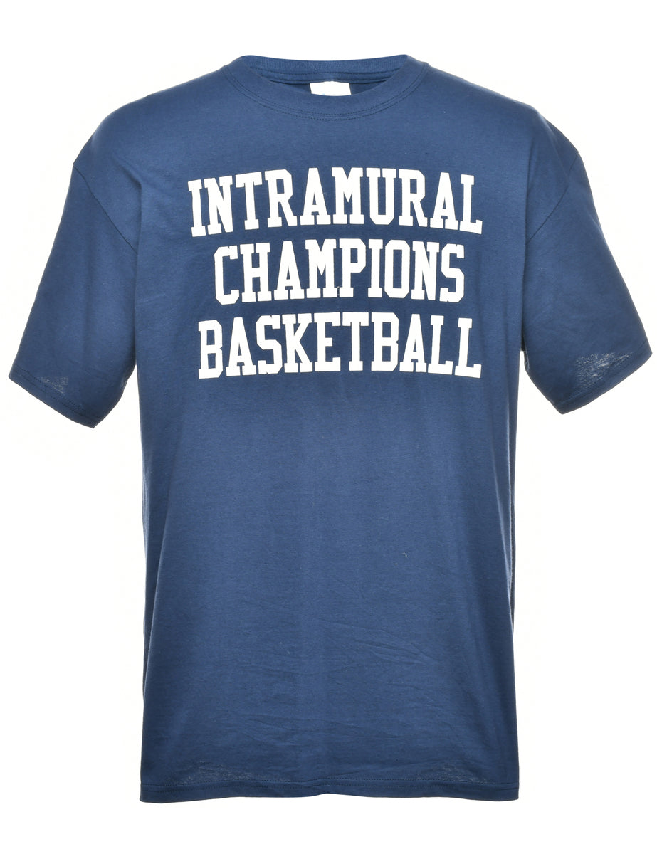Basketball Intramural Champions Navy White Printed T shirt L