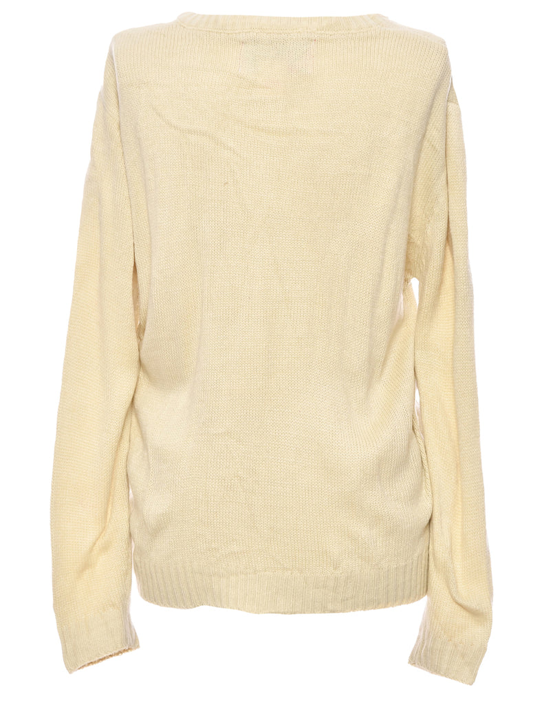 Beige Llama Christmas Jumper - XL