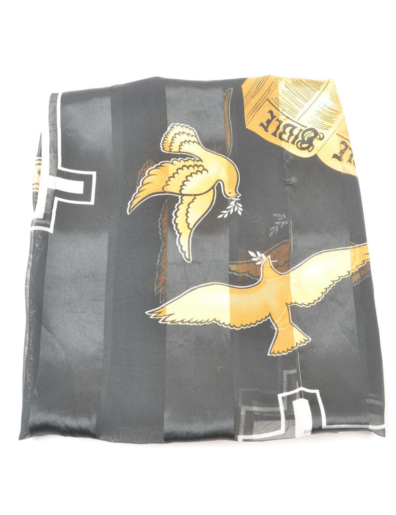 Bird Print Silk Scarf - L