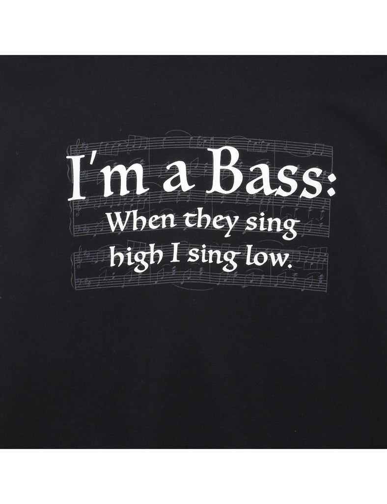 Black Bass Design Printed Sweatshirt - L