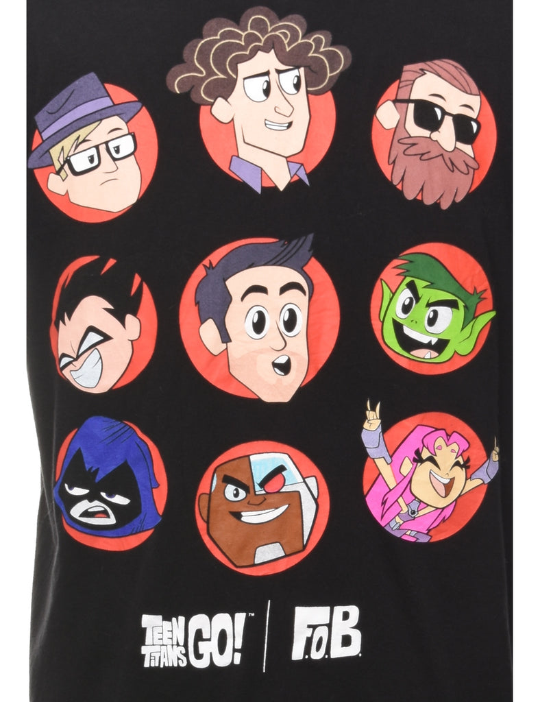 Black Cartoon T-shirt - L